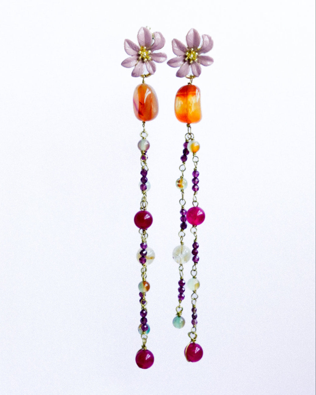 PENDIENTES DE Zinnia con Flor de Fuego Solar